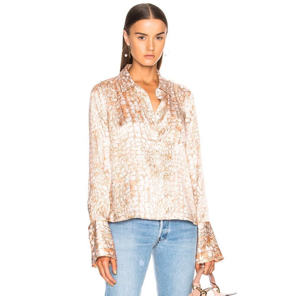Equipment Huntley Crocodile Print Silk Button Down Shirt